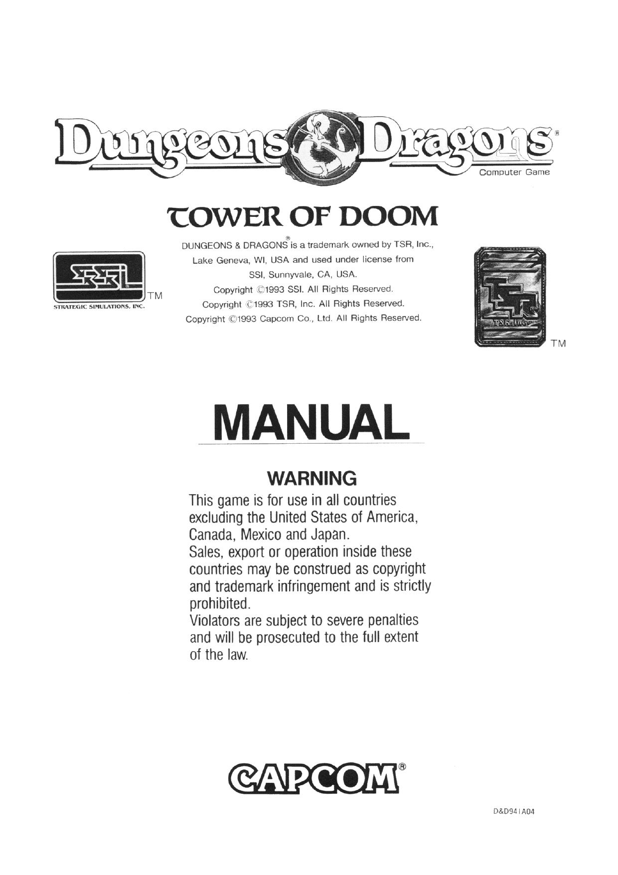 Dungeons and Dragons Tower of Doom