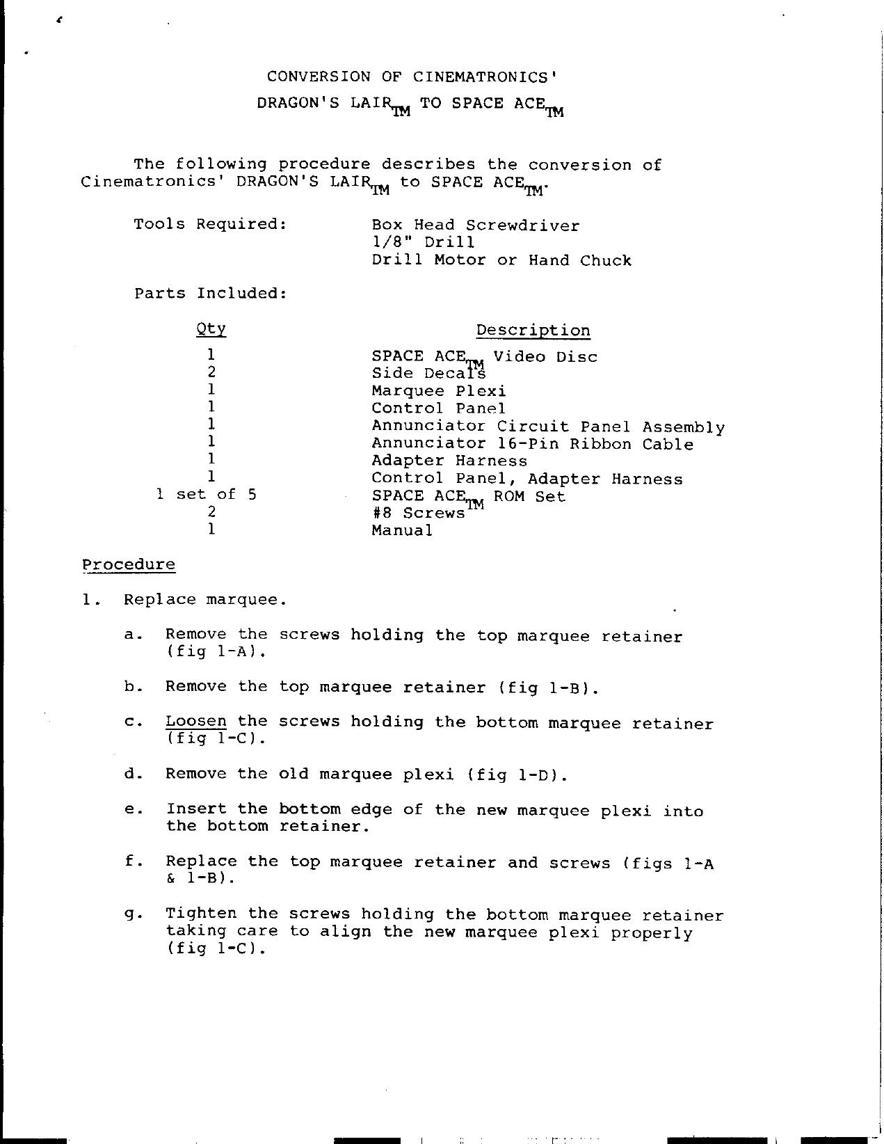 Dragon's Lair to Space Ace (Conversion Kit) (U)