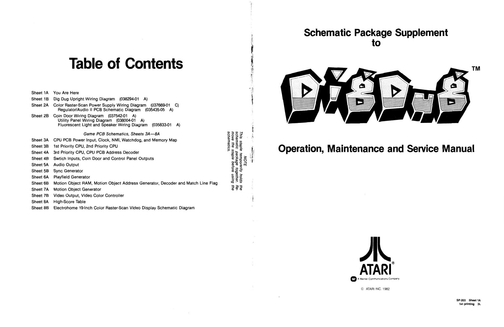 Dig Dug SP-203 1st Printing