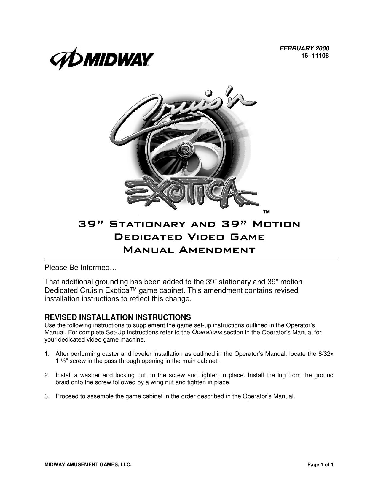 Cruis'n Exotica (39in Grounding) (Manual Amendment) (U)