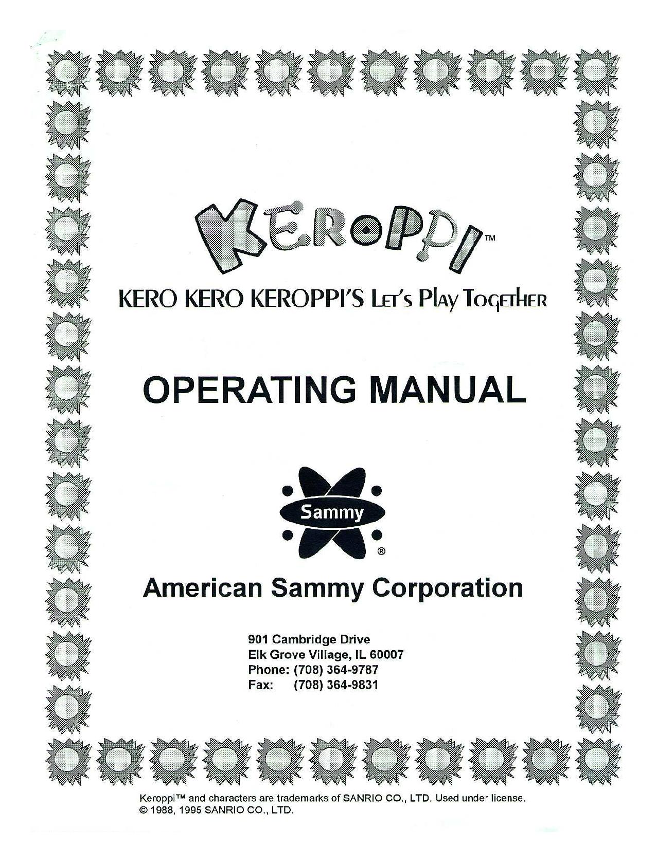 Keroppi Ticket payout Manual