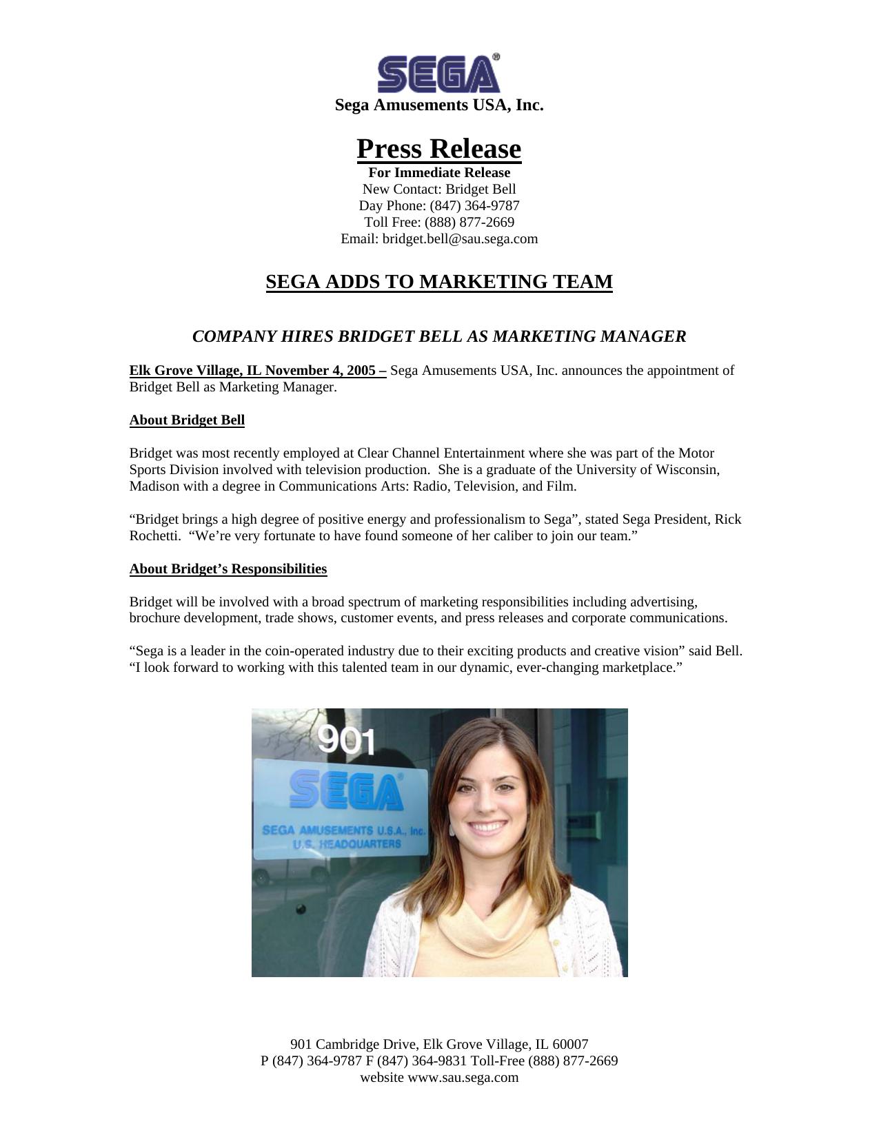 Microsoft Word - Bridget Bell PR.doc