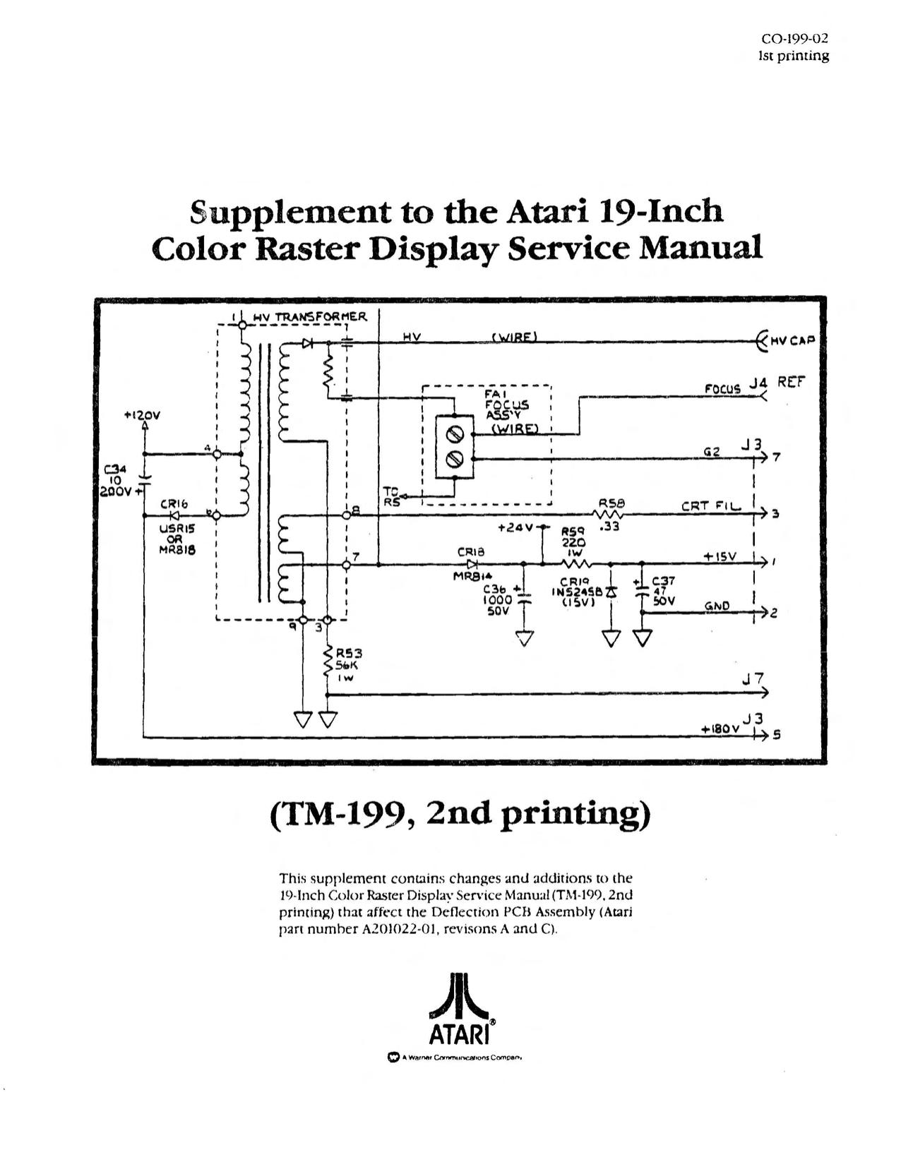 Atari Monitor CO-199-02 1st Pritning