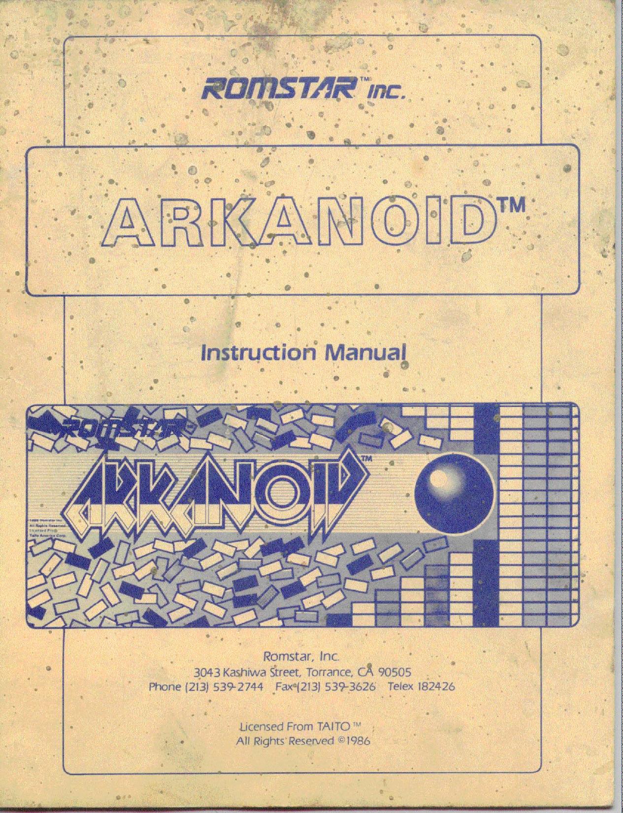 Arkanoid (Instructions) (U)