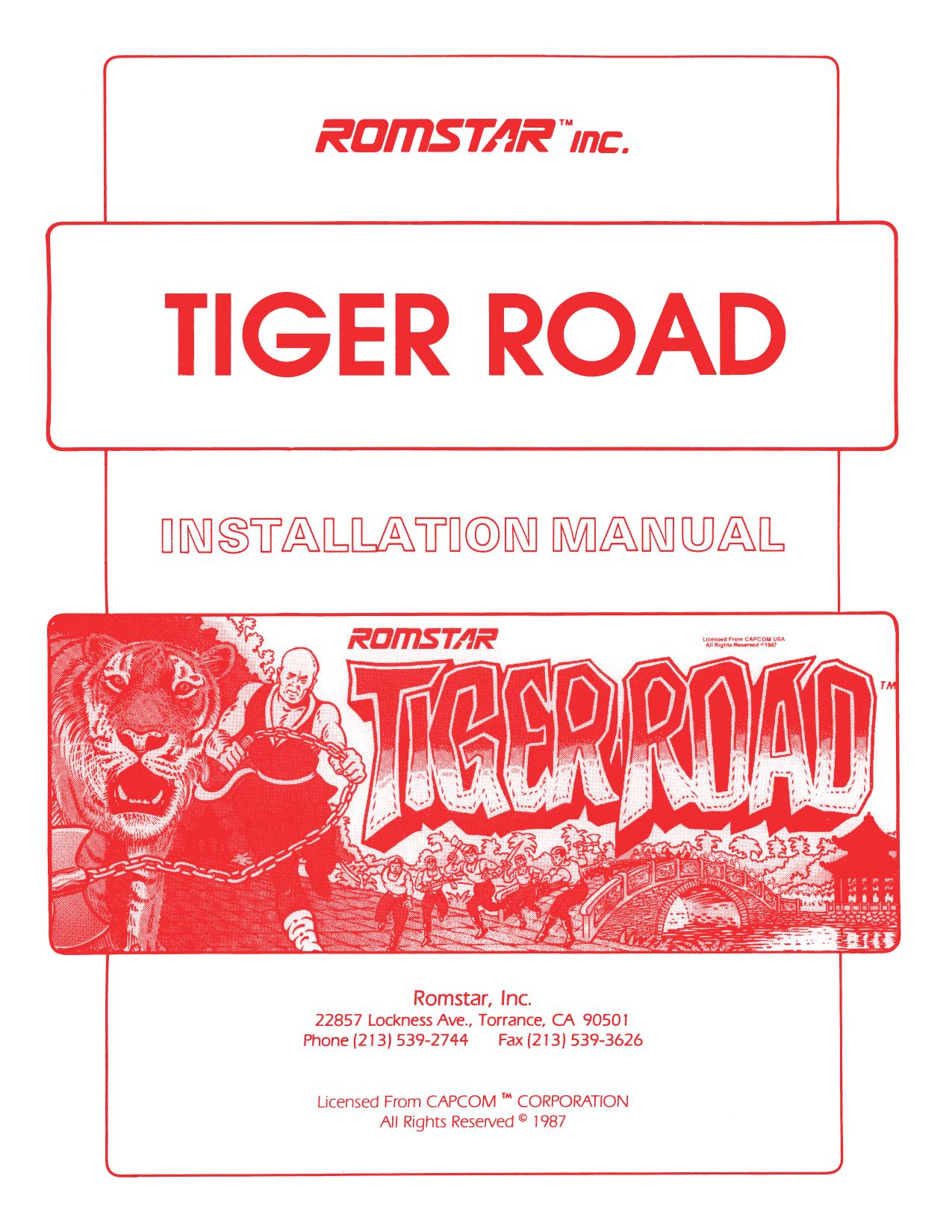 Romstar Tiger Road Manual