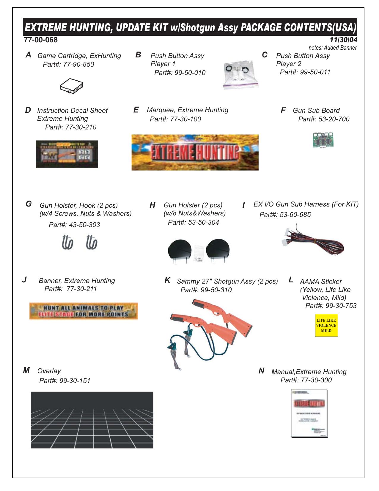 113004 Exhunting Update KIT with shotgun assy List (USA).eps
