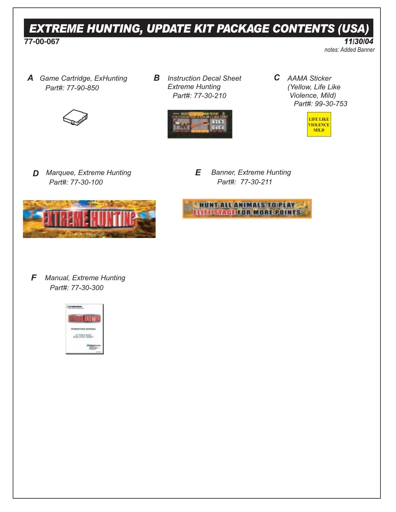 113004 ExHunting Update KIT List (USA).eps