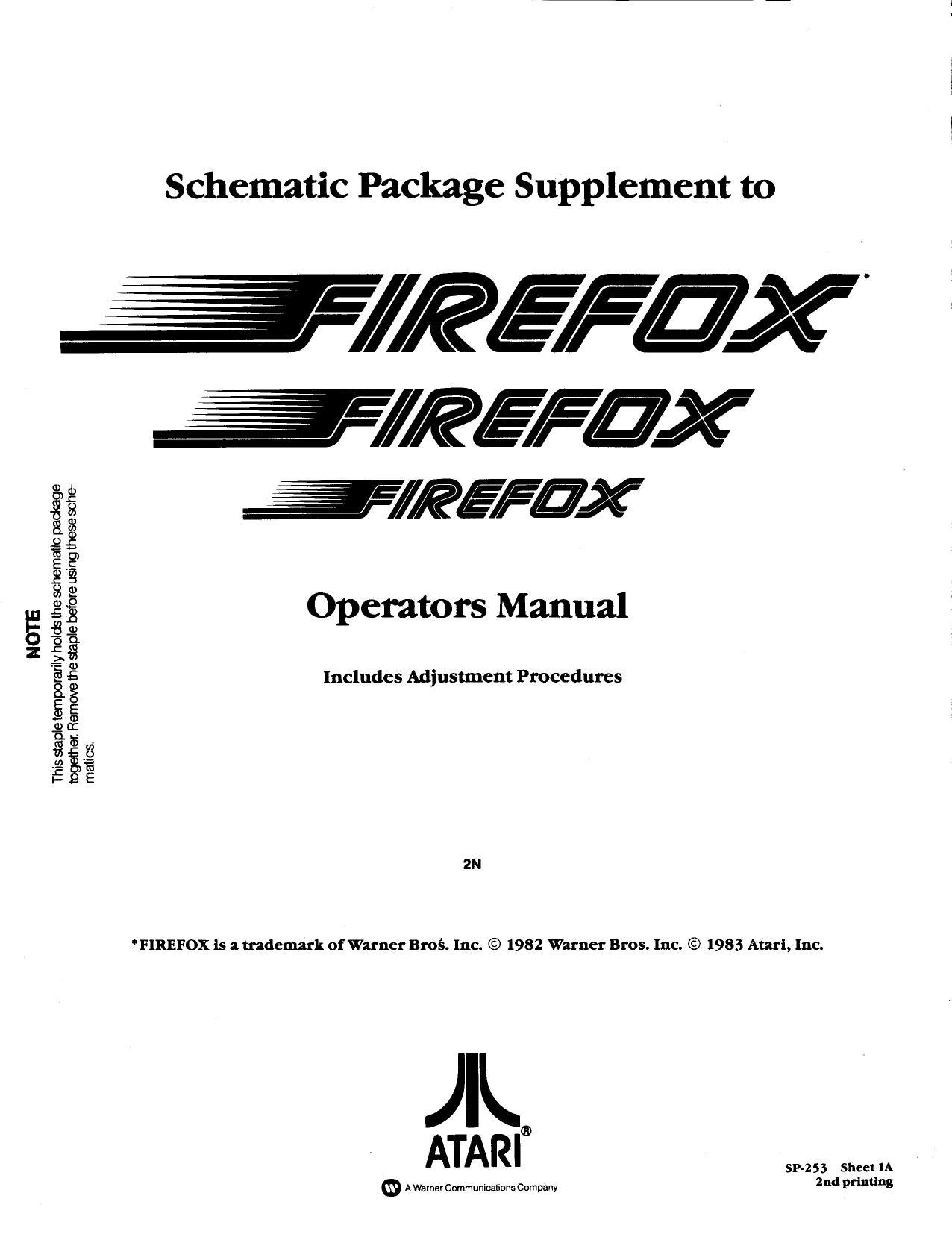 Atari Firefox Schematics and Adjustments Rev2