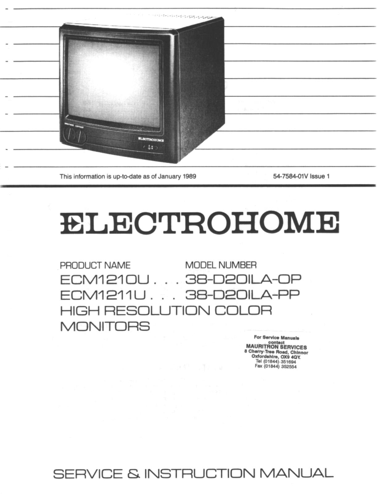 electrohome ecm1210 series monitors