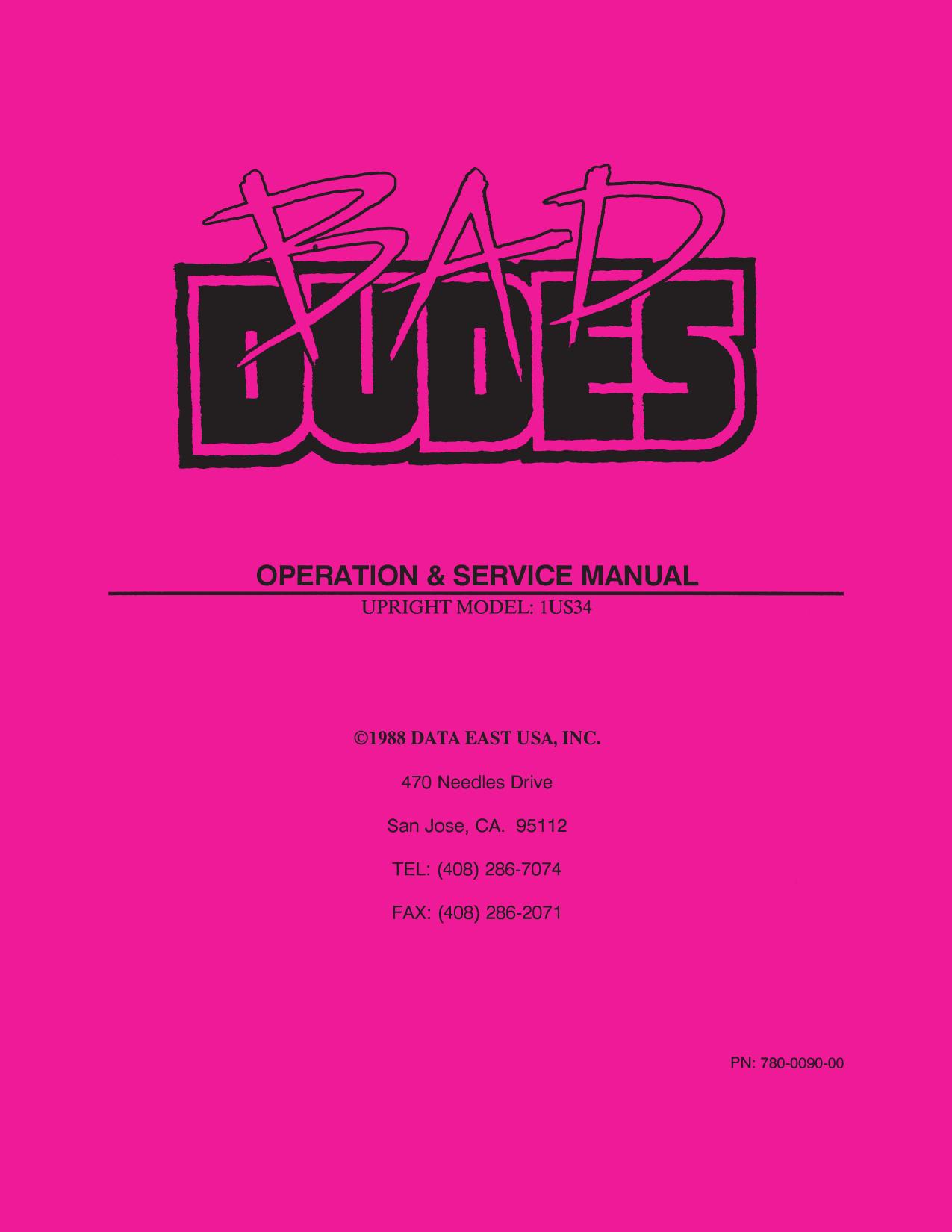 Data East Bad Dudes Manual