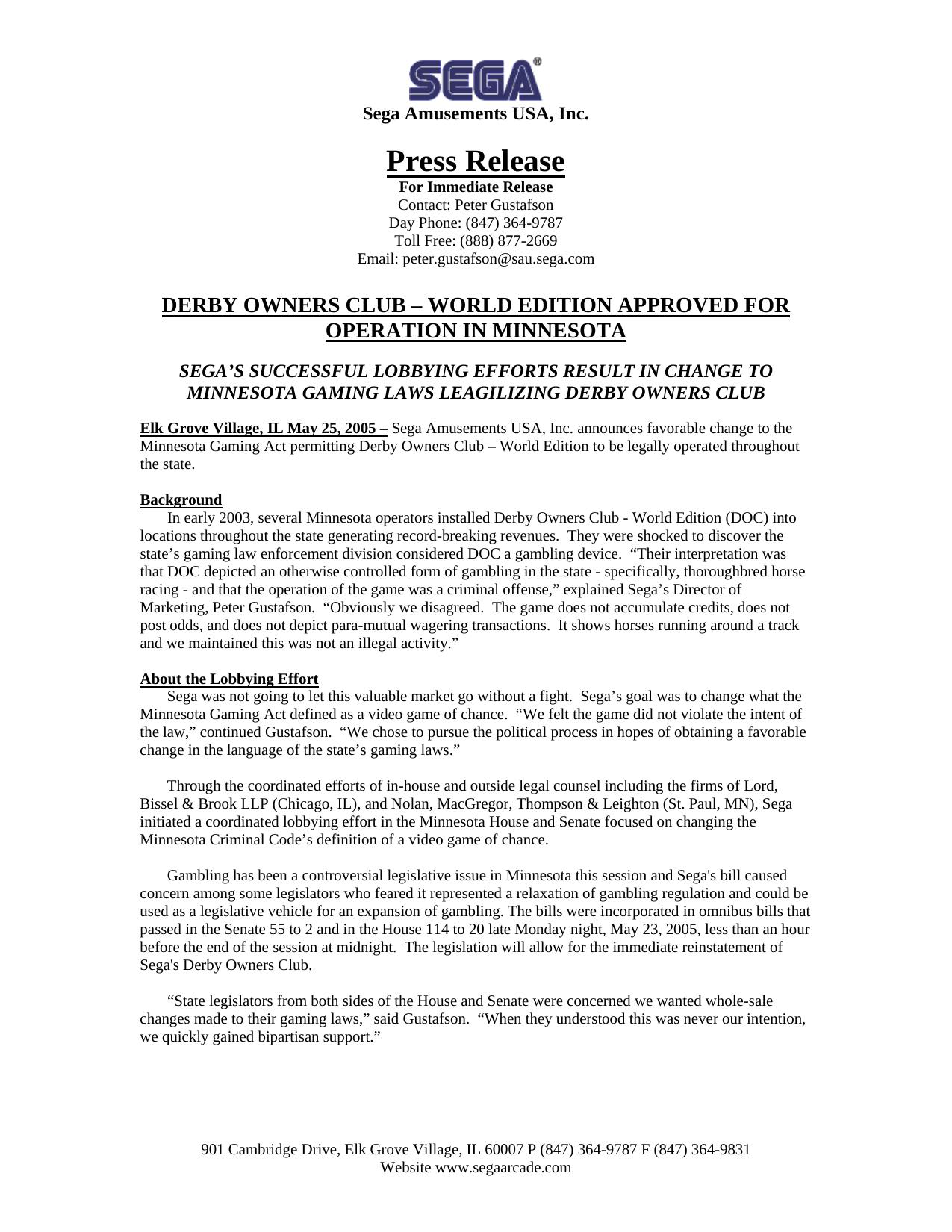 Microsoft Word - Minnesota Announcement PR.doc