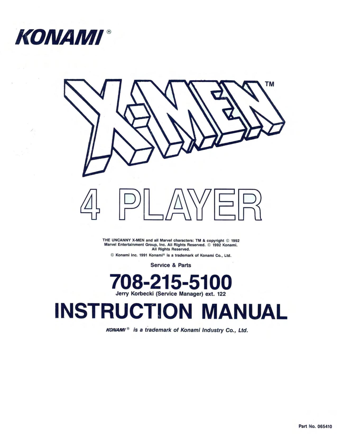 X-Men 4 Player Instruction Manual