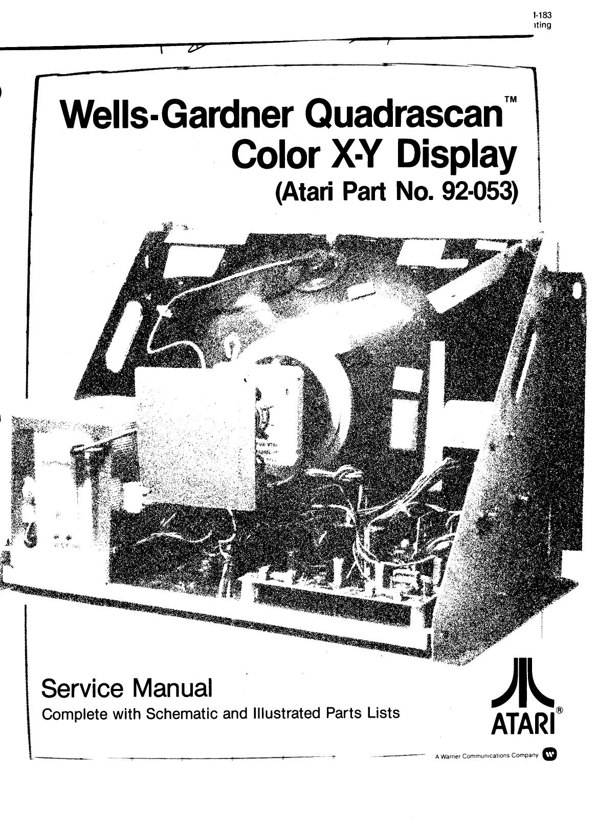 Wells-Gardner 6100 XY Quadrascan (TM-183 xxx Printing)(Tempest) (Serv-Schem-Part) (U)