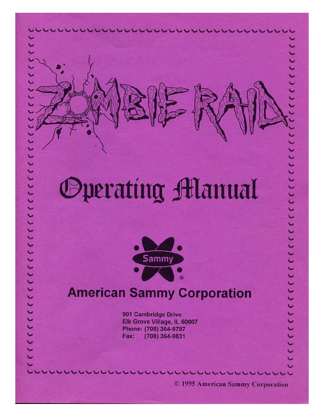 Zombie Raid ded cabinet Manual