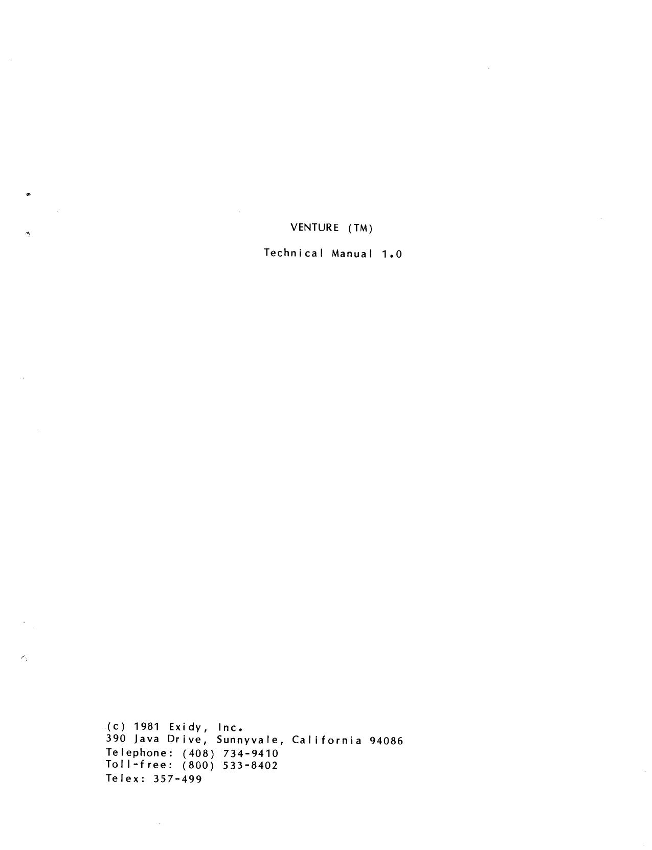 Venture Technical Manual 1.0