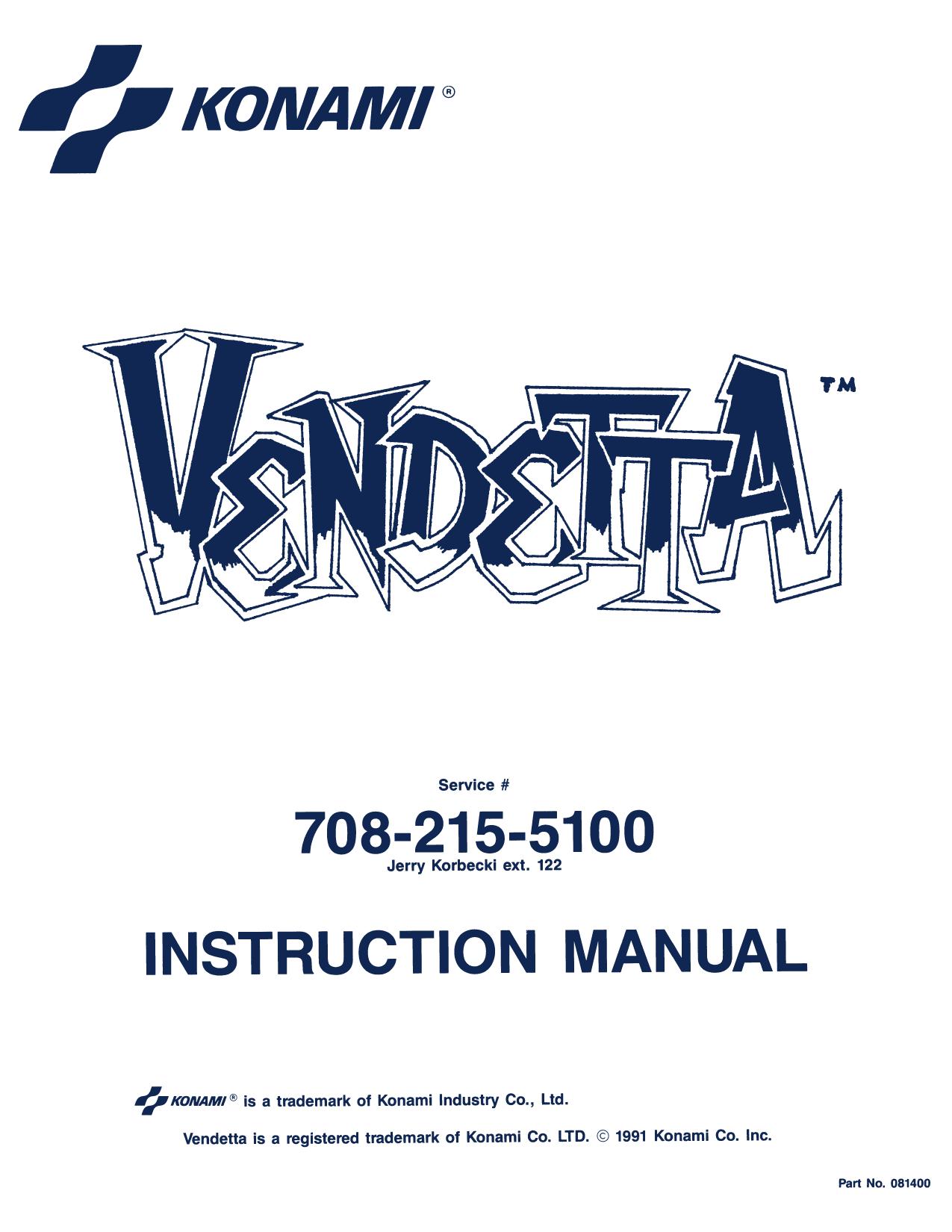 Konami Vendetta Manual